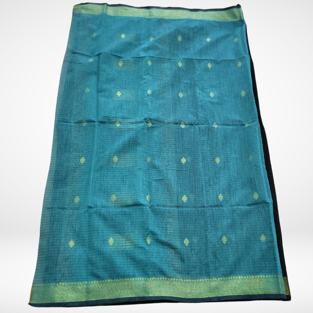 KHADI CHECKS BLACK SAREE - ES410