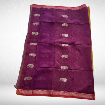 KHADI CHECKS MUSTARD YELLOW SAREE - ES410
