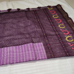 Fancy Saree Purple and Brown