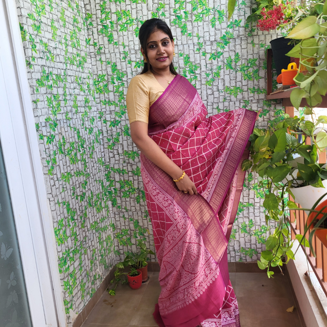 Dola Silk Checks Saree - ES179