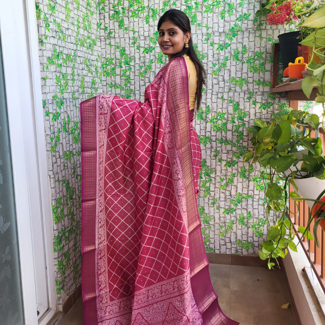 Dola Silk Checks Saree - ES179