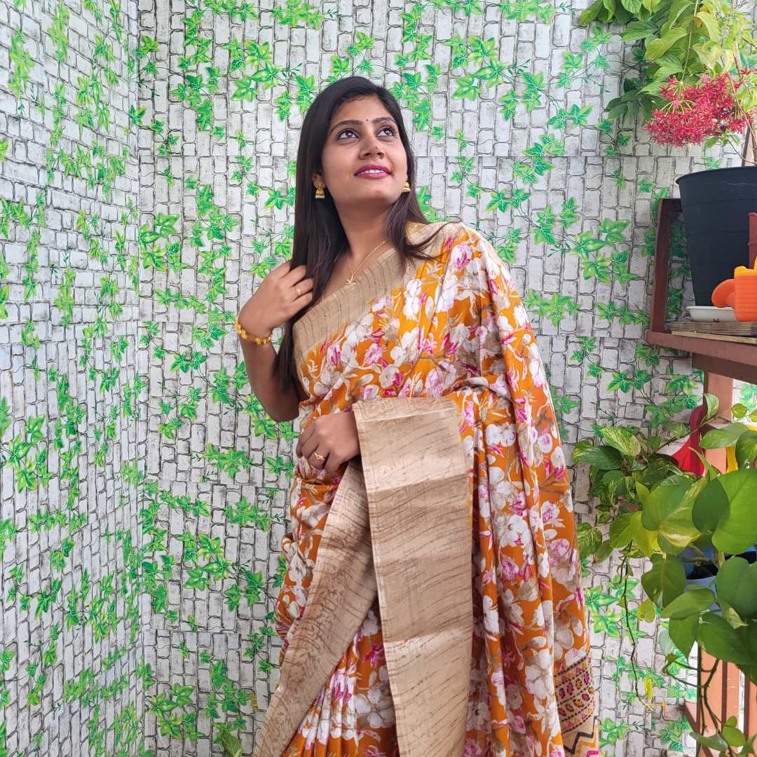 Dola Silk Floral Saree - ES130