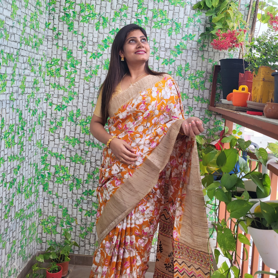 Dola Silk Floral Saree - ES130