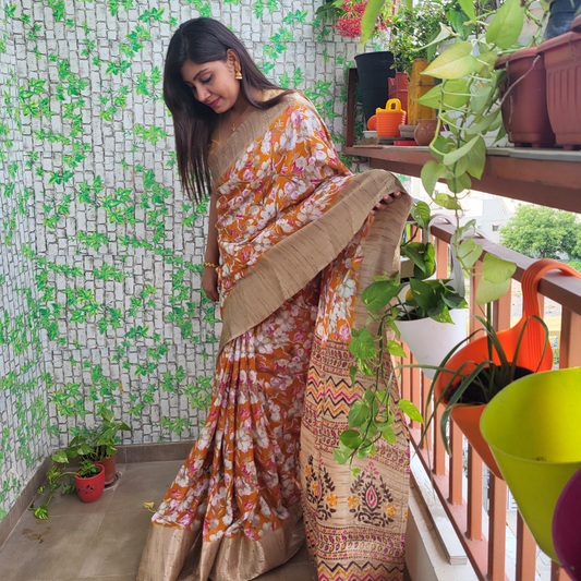 Dola Silk Floral Saree - ES183