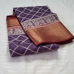 Dola Silk Checks Saree Purple