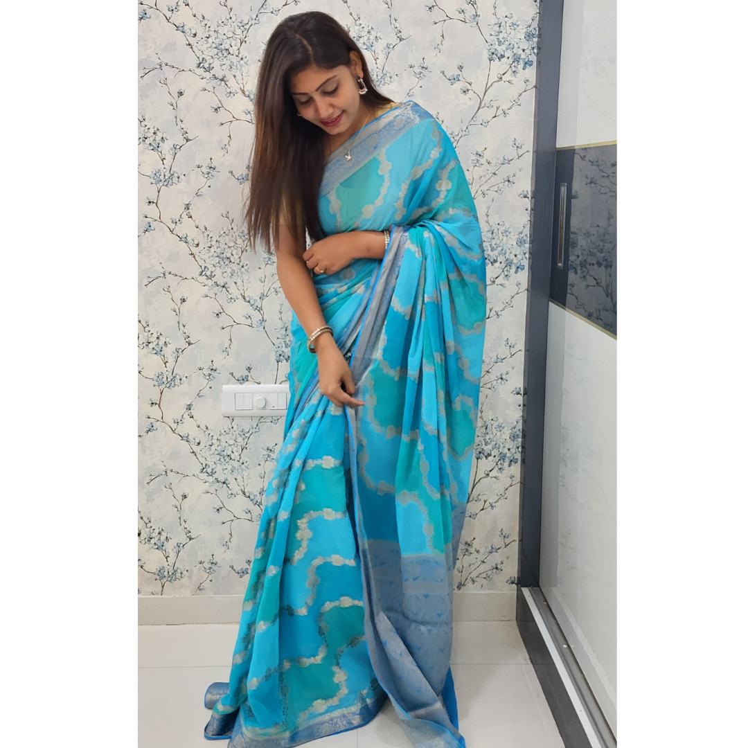 Banaras Georgette Saree MultiColor - ES106