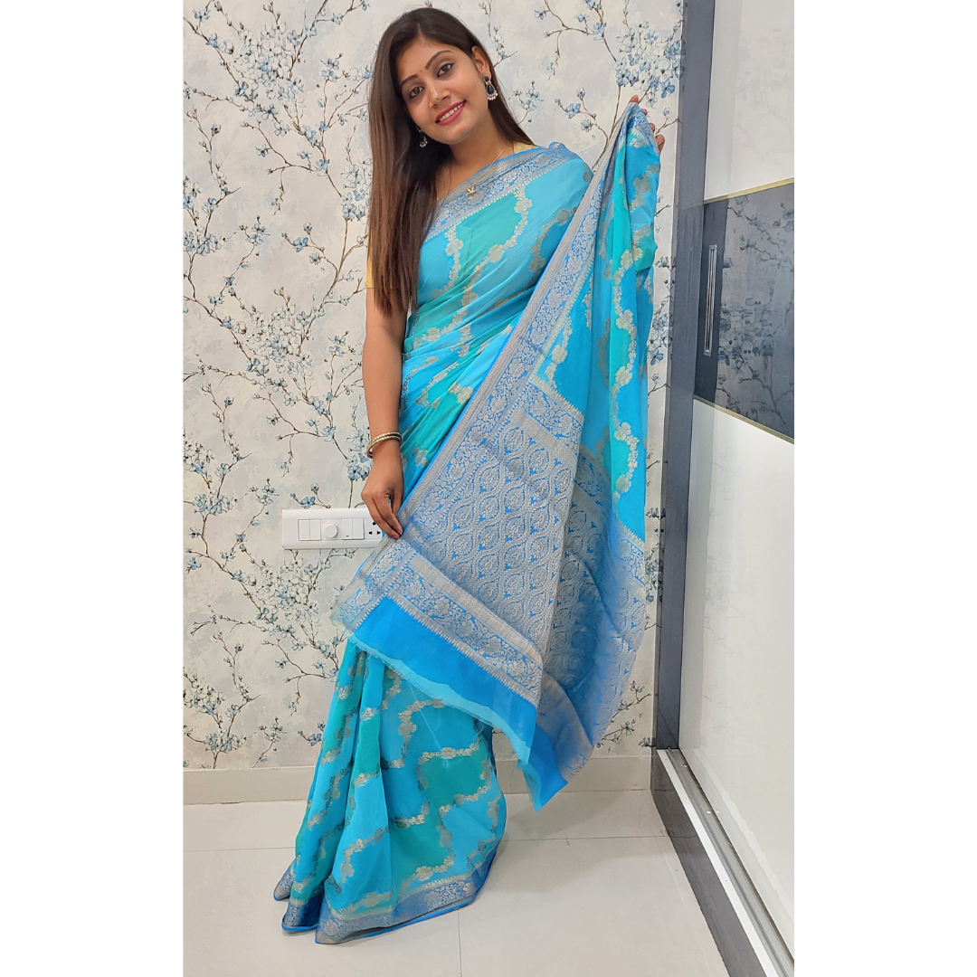 Banaras Georgette Saree MultiColor - ES106