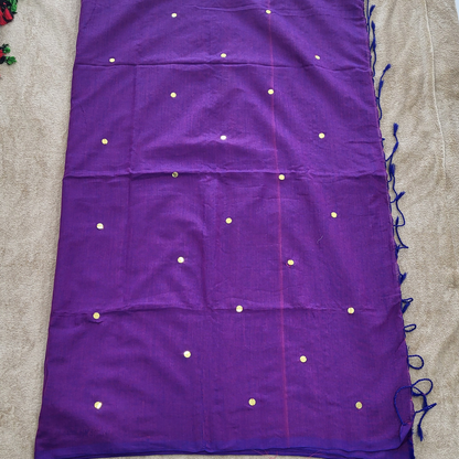 KHADI CHAMKI BRINJAL SAREE - ES401