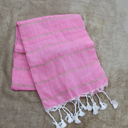 KHADI COTTON BABY PINK SAREE - ES414