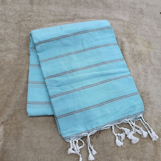 KHADI COTTON SKY BULE SAREE - ES414