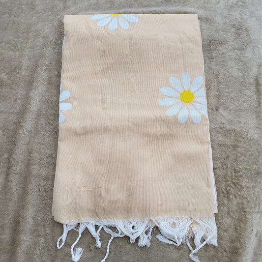 KHADI FLORAL CHIKOO SAREE - ES407