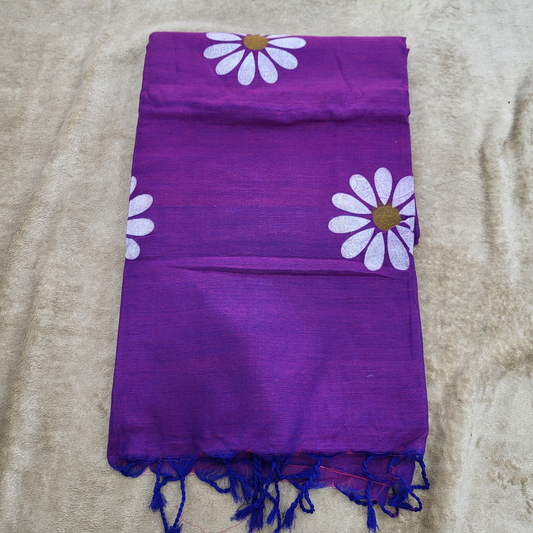 KHADI FLORAL PURPLE SAREE  - ES407
