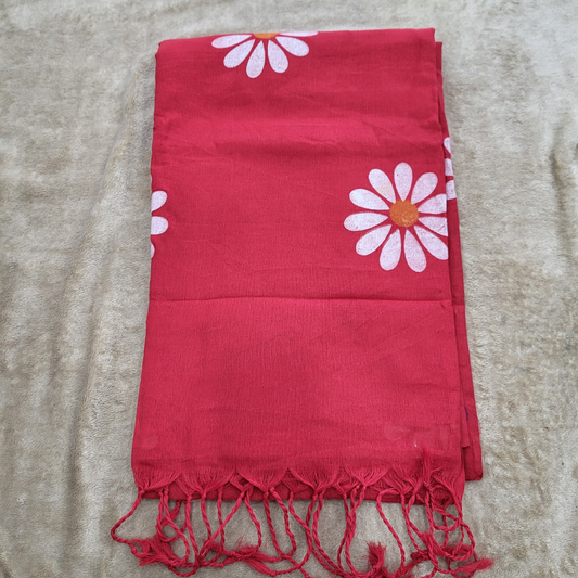 KHADI FLORAL RED SAREE - ES407