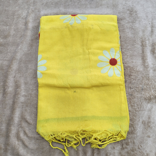 KHADI FLORAL YELLOW SAREE - ES407