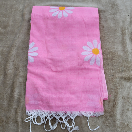 KHADI FLORAL BABY PINK SAREE - ES407