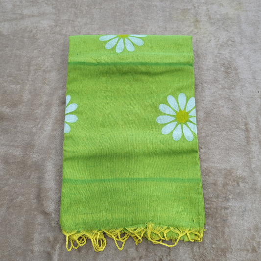 KHADI FLORAL PARROT GREEN SAREE - ES407