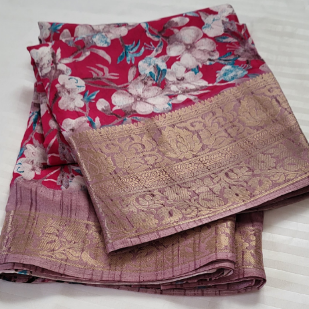 Dola Silk Floral Saree - ES183