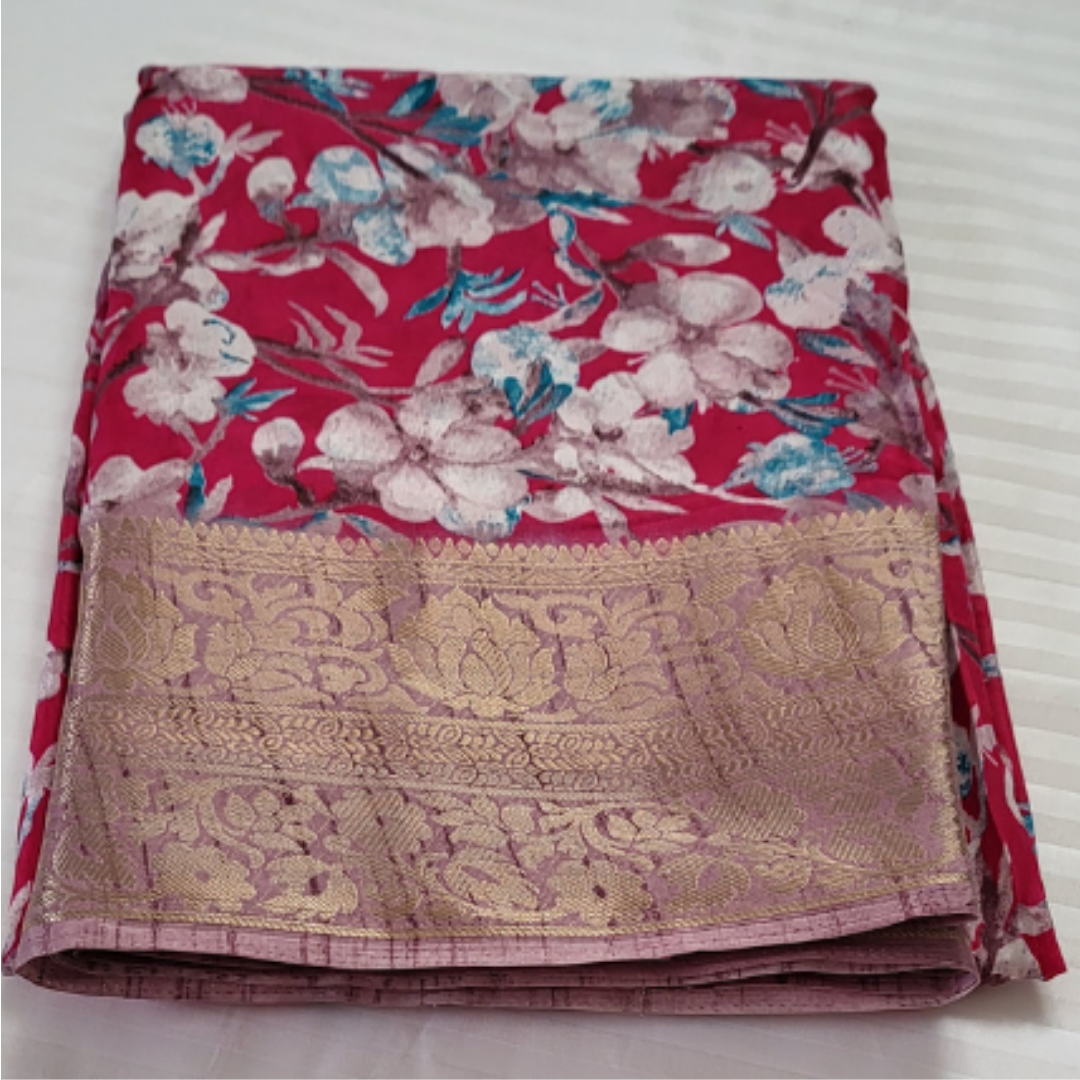 Dola Silk Floral Saree - ES130