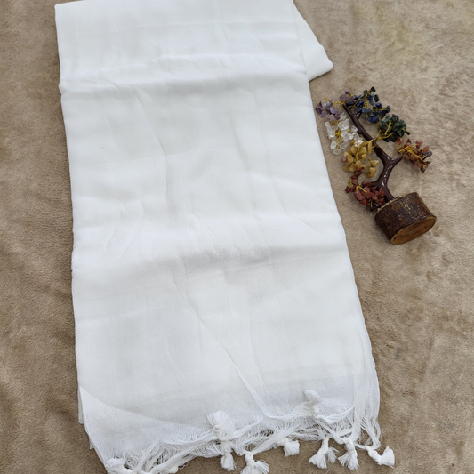 KHADI PLAIN WHITE SAREE _ ES402