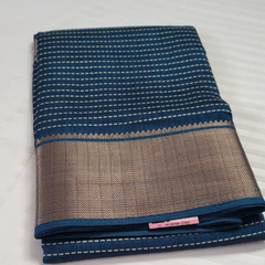 Dola Silk Stripes Saree Blue - ES133