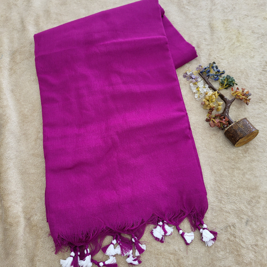 KHADI PLAIN WINE SAREE - ES402