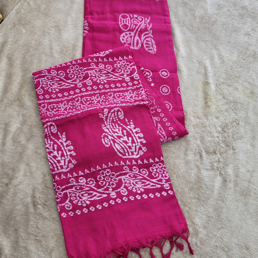 KHADI PRINTED PINK SAREE - ES403