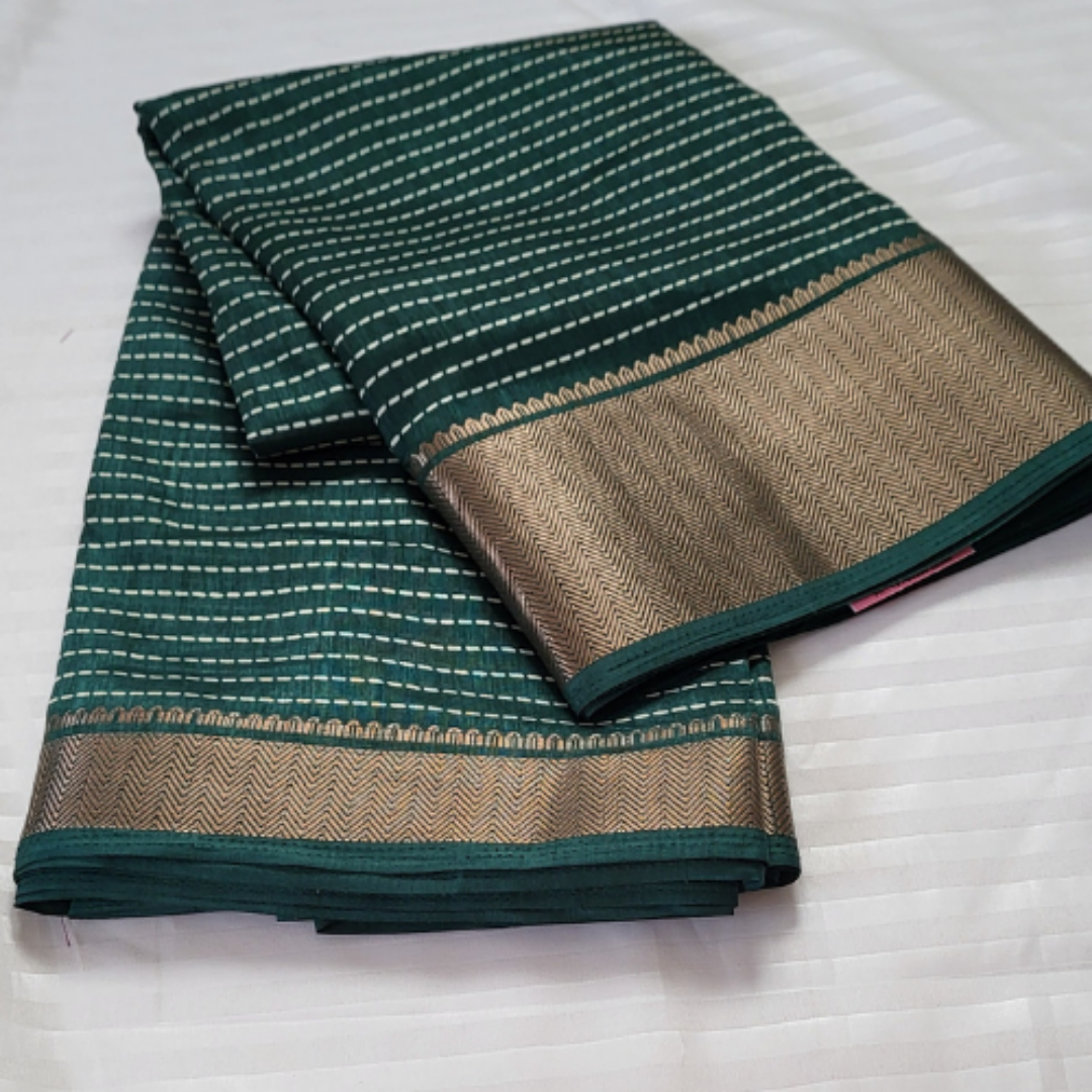 Dola Silk Stripes Saree Blue - ES133