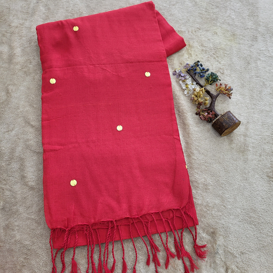 KHADI CHAMKI RED SAREE - ES401
