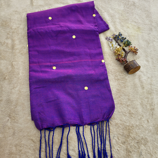KHADI CHAMKI BRINJAL SAREE - ES401