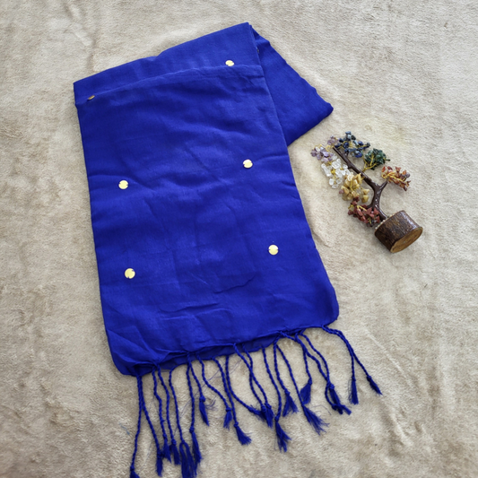 KHADI CHAMKI ROYAL BULE SAREE - ES401