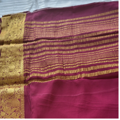 Banaras Georgette Saree Rani Pink - ES107