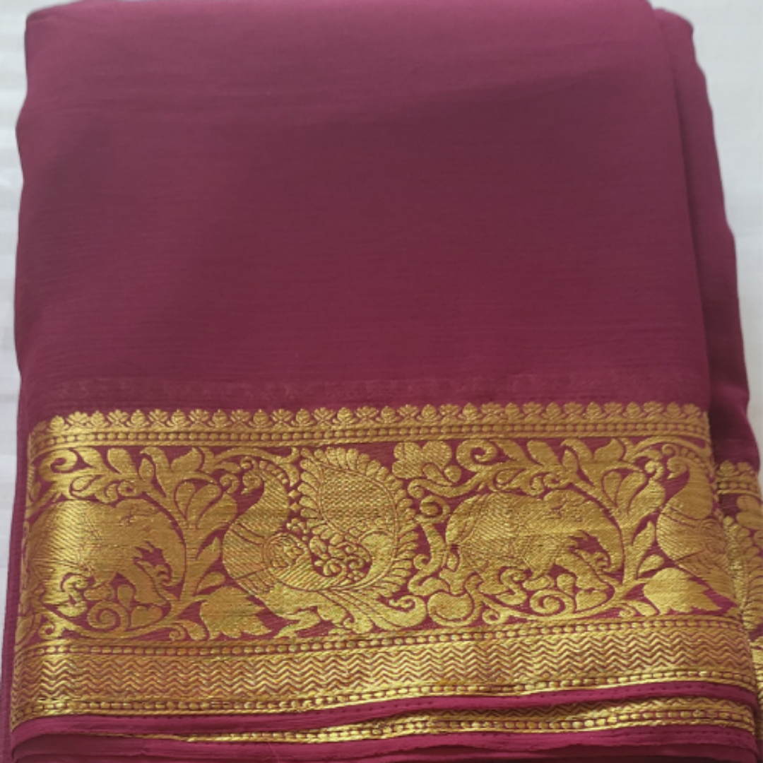 Banaras Georgette Saree Rani Pink - ES107