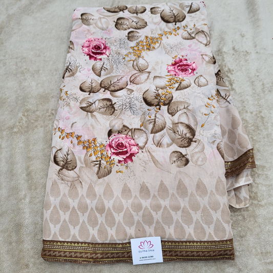 Cream Fancy Saree - ES355