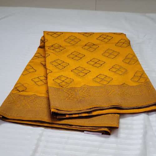 Tussar Silk Yellow Saree