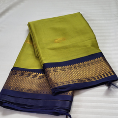 Soft Silk Kanchi Style  Green Saree